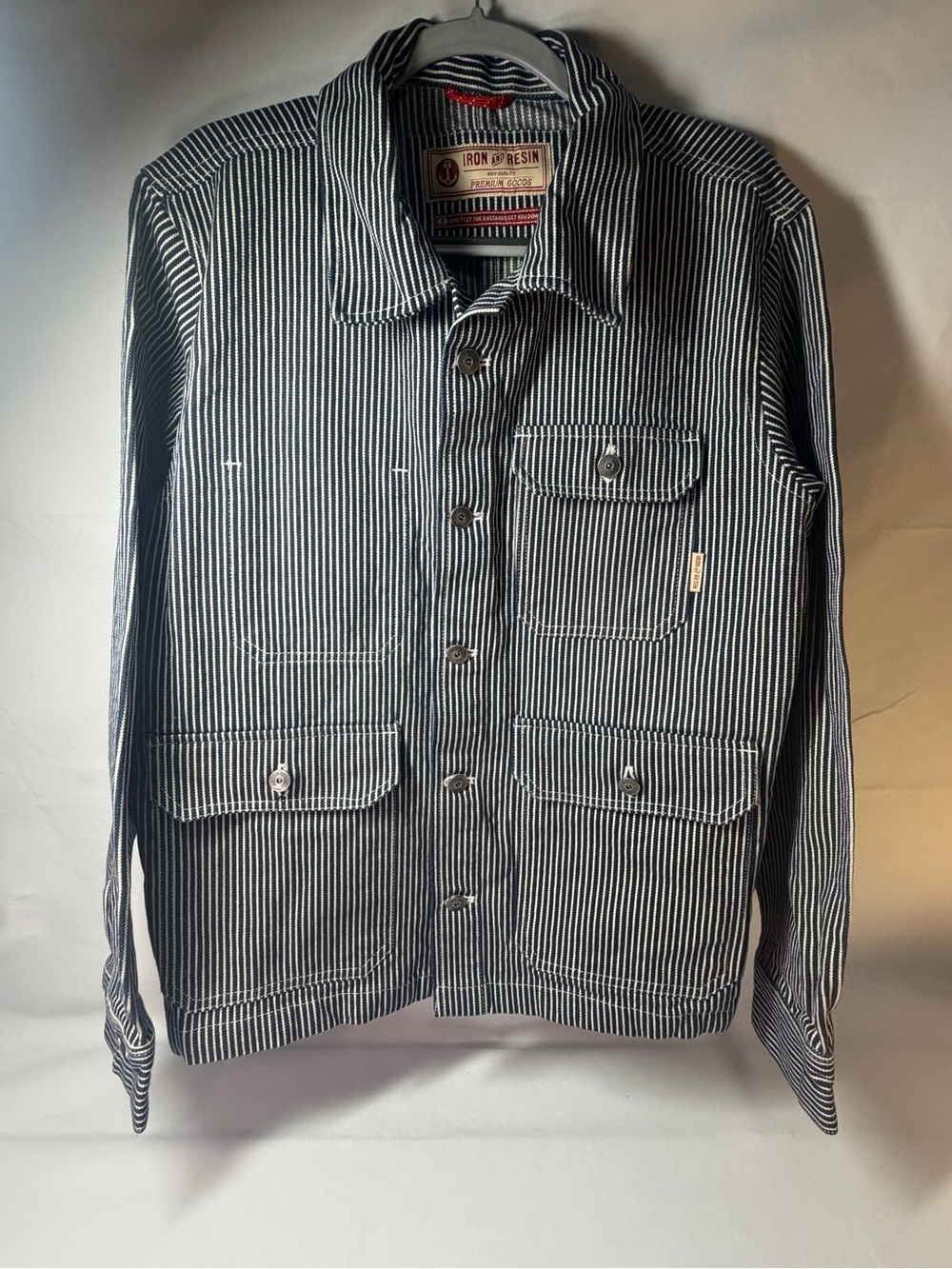 Iron & Resin Haymaker Hickory Stripe Denim Chore Work Jacket